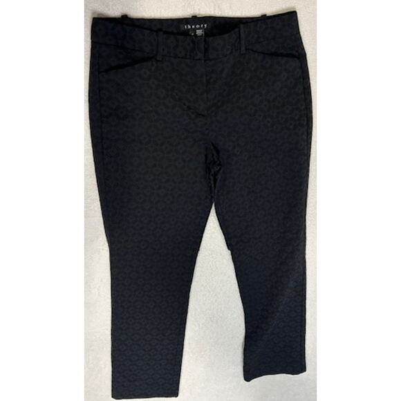THEORY Black Izelle Charismatic Jacquard Geometric Pants Business Office Size 4 - Picture 4 of 13
